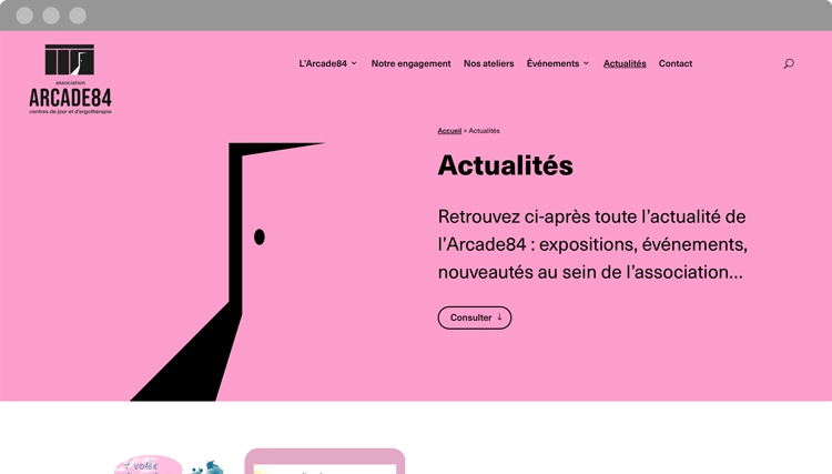 visuel représentant la page Actualités du site web de l’Arcade84