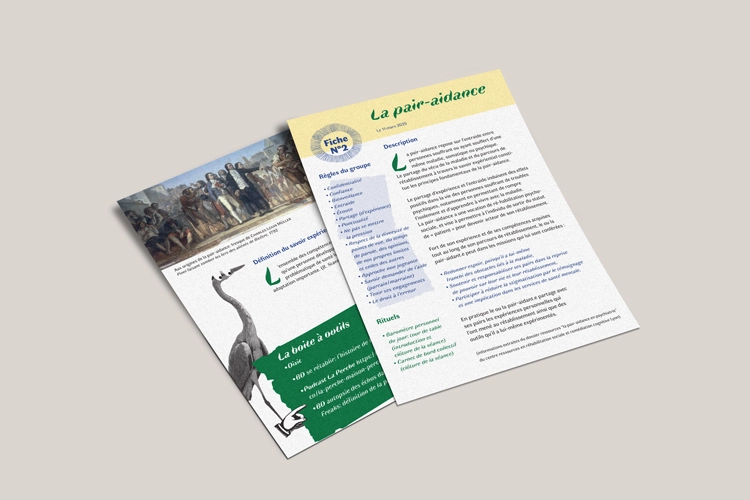 visuel représentant des fiches pour l'atelier de pair-aidance