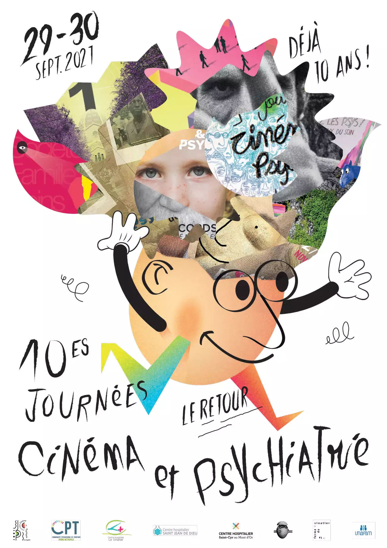 visuel représentant l'affiche des 1Oes Journées Cinéma & Psychiatrie de Lyon