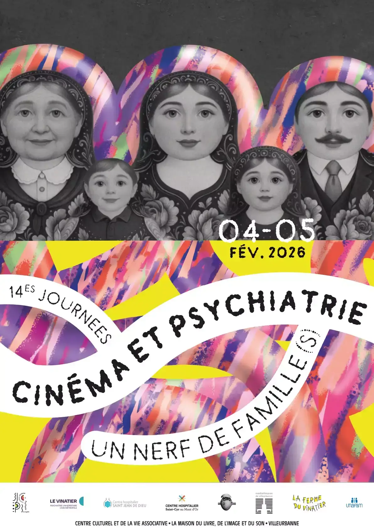 visuel représentant l'affiche des 14es Journées Cinéma & Psychiatrie de Lyon
